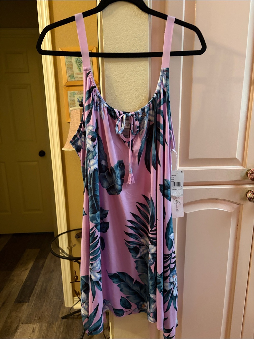Linea Donatella Lavender and Teal Tie-Front sleepwear